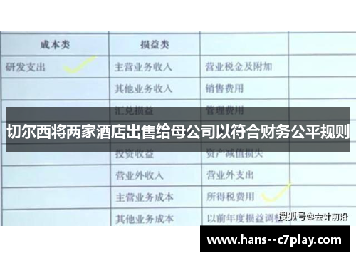 切尔西将两家酒店出售给母公司以符合财务公平规则